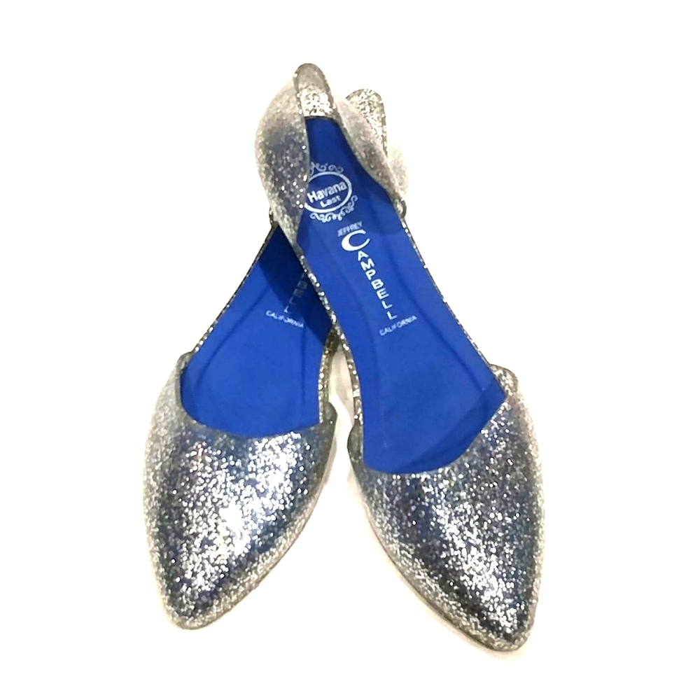 Jeffrey Campbell Silver Glitter Rain Flats